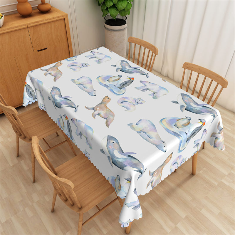 Lofaris Polar Bear Underwater Animal Rectangle Tablecloth