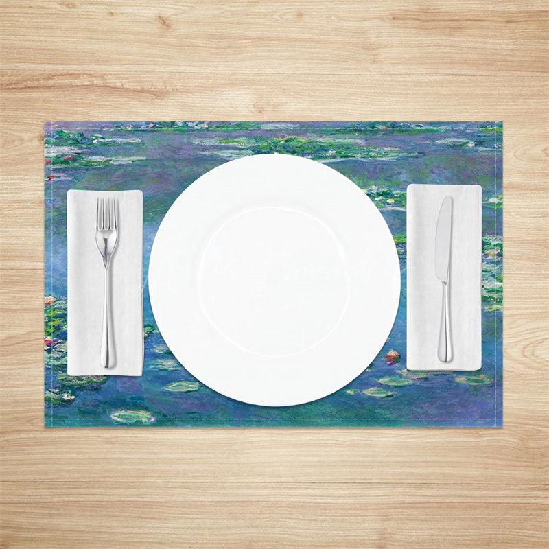 Lofaris Pond Lotus Leaves Painting Dining Set Of 4 Placemats