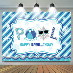 Lofaris Pool Blue Stripe Glitter Snowflake Birthday Backdrop