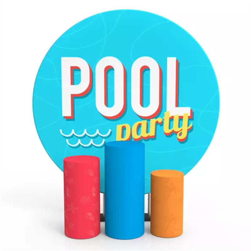 Lofaris Pool Party Blue Simple Round Backdrop Kit For Kids