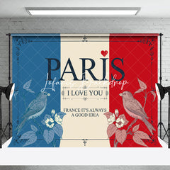 Lofaris Postcard French Flag Bird I Love You Paris Backdrop