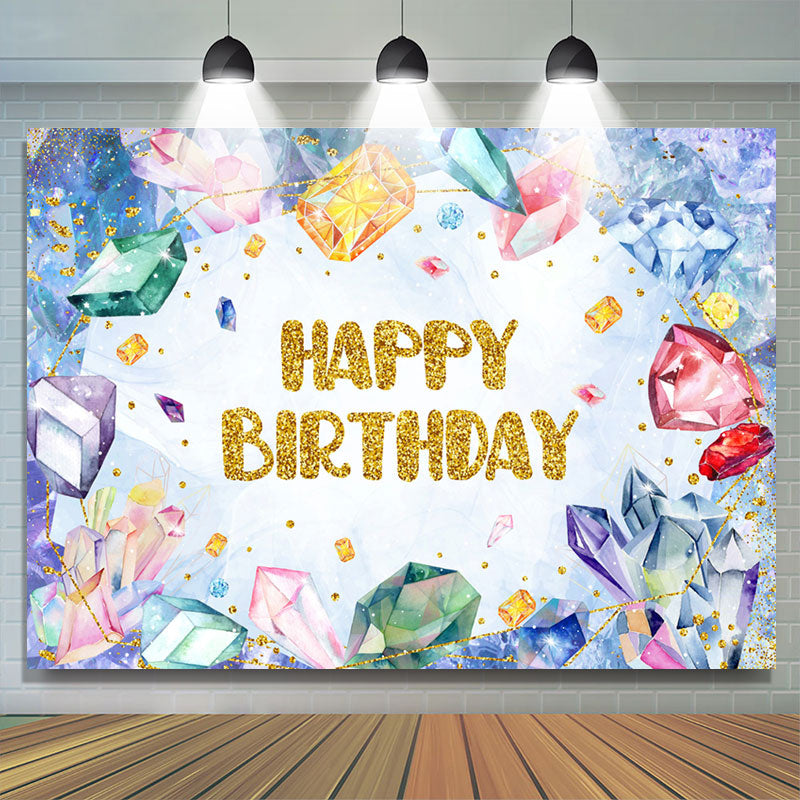 Lofaris Precious Gems Glitter Cold Blue Boy Birthday Backdrop