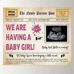 Lofaris Pregnancy Newspaper Personalized Baby Shower Backdrop