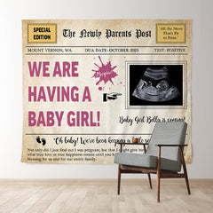 Lofaris Pregnancy Newspaper Personalized Baby Shower Backdrop