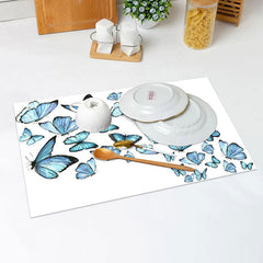 Lofaris Pretty Blue Butterflies Dining Set Of 4 Placemats