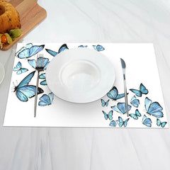 Lofaris Pretty Blue Butterflies Dining Set Of 4 Placemats