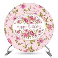 Lofaris Pretty Floral Pink Round Birthday Backdrop For Girls