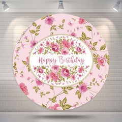 Lofaris Pretty Floral Pink Round Birthday Backdrop For Girls