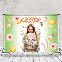 Lofaris Pretty Girl Floral Eggs Photography Easter Backdrop