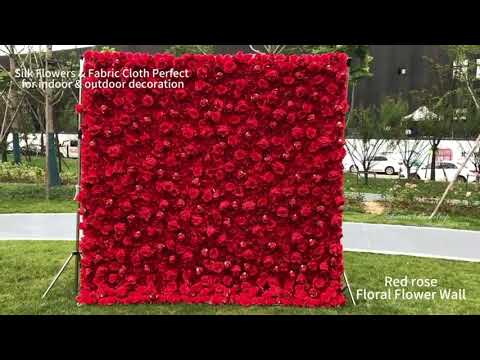 3D Red Rose Outdoor Wedding Decor Floral Backdrop