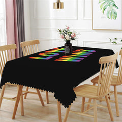 Lofaris Pride Love Wins Rainbow Black Lgbt Party Tablecloth