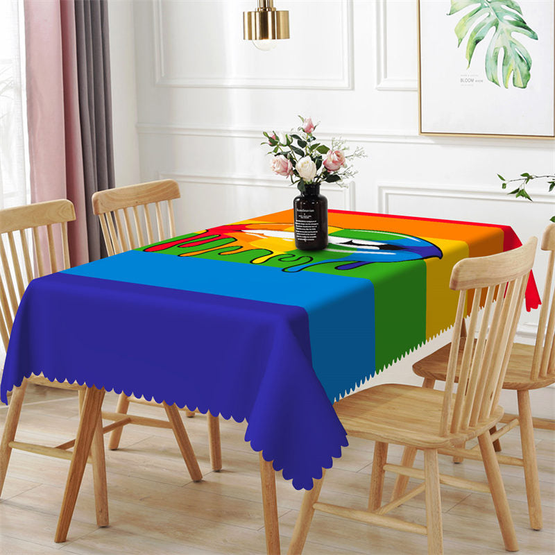 Lofaris Pride Month In Nyc Rainbow Mouth Lgbt Tablecloth