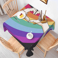 Lofaris Pride Rainbow Finger Heart Love Square Tablecloths