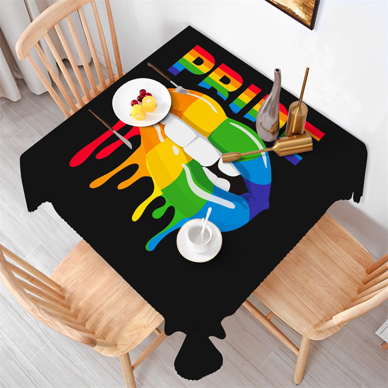 Lofaris Pride Rainbow Mouth Love Valentine Square Tablecloth