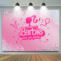 Lofaris Princess Diamond Glitter Pink Lets Go Party Backdrop