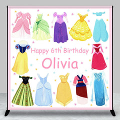 Lofaris Princess Dress Custom Name 6th Birthday Backdrop