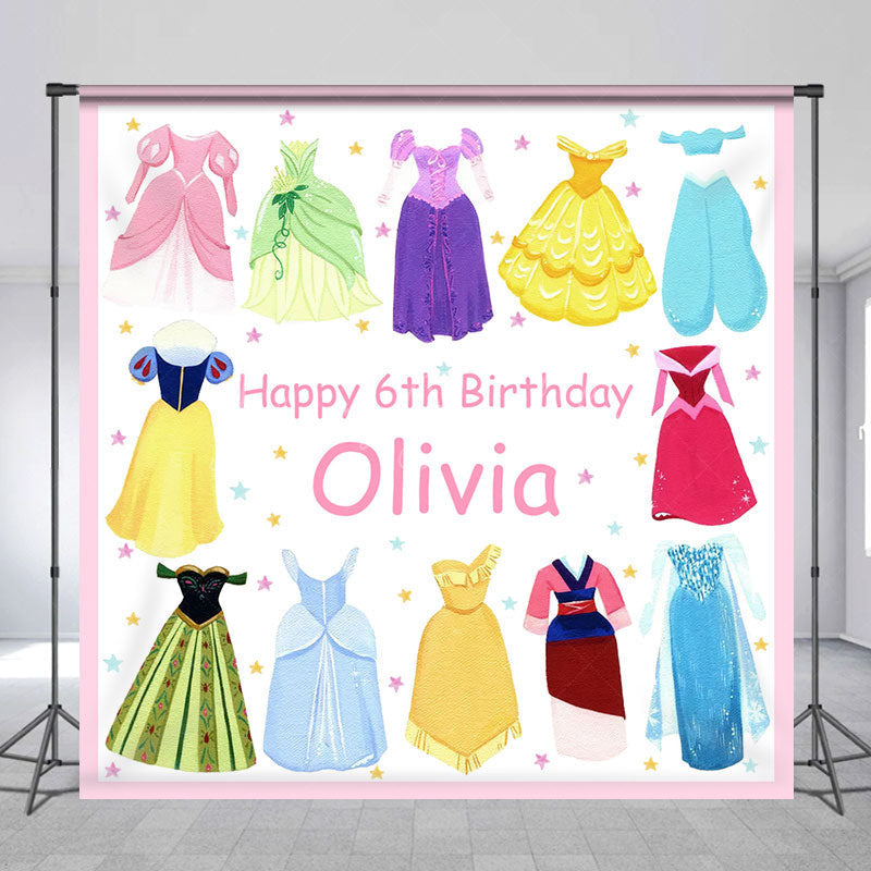 Lofaris Princess Dress Custom Name 6th Birthday Backdrop