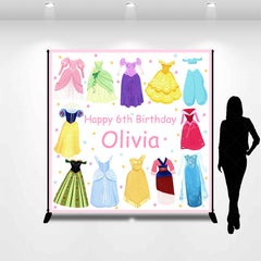 Lofaris Princess Dress Custom Name 6th Birthday Backdrop