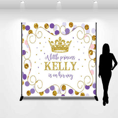 Lofaris Princess Gold Crown Purple Dots Baby Shower Backdrop