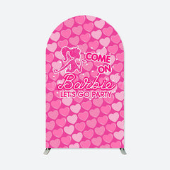 Lofaris Princess Hot Pink Heart Lets Go Party Arch Backdrop