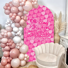 Lofaris Princess Hot Pink Heart Lets Go Party Arch Backdrop