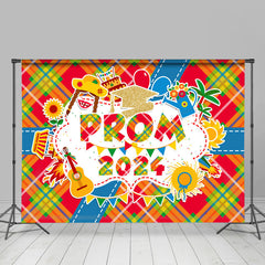 Lofaris Prom 2023 Bright Tartan Graduation Backdrop For Party