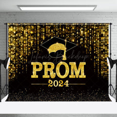 Lofaris Prom 2024 Bachelor Cap Gold Glitter Grad Backdrop