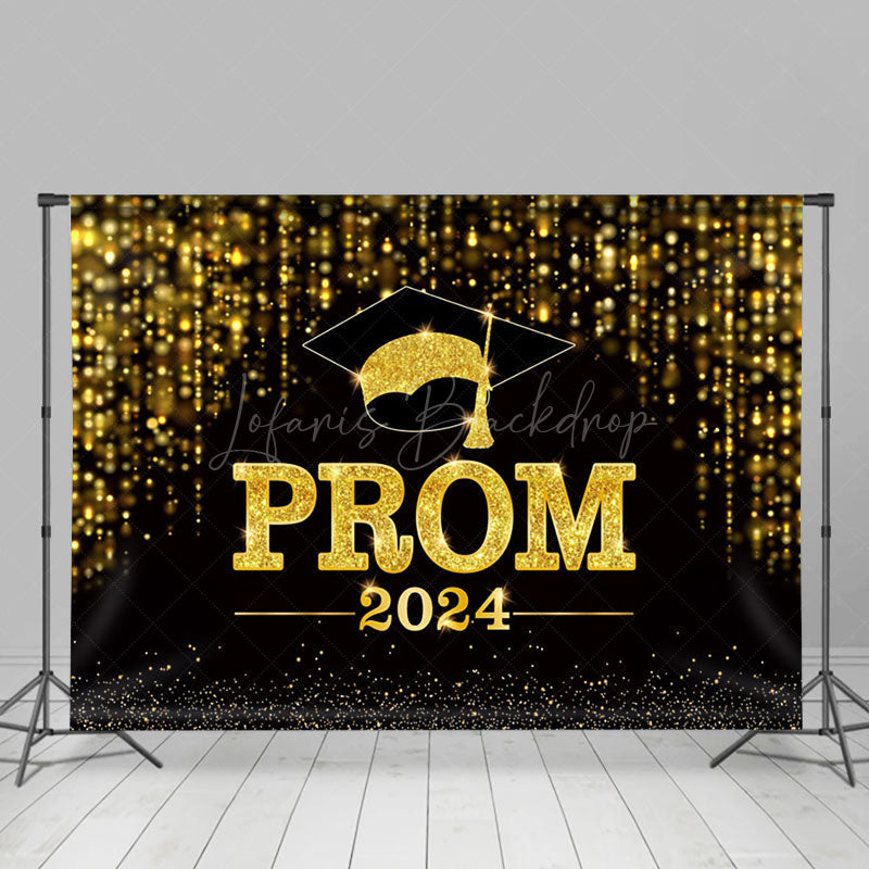 Lofaris Prom 2024 Bachelor Cap Gold Glitter Grad Backdrop