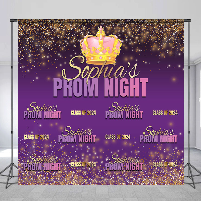 Lofaris Prom Night Purple Glitter Crown Custom Backdrop