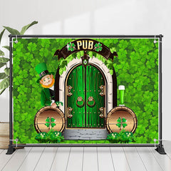 Lofaris Pub Door Dense Green Clover St Patricks Day Backdrop