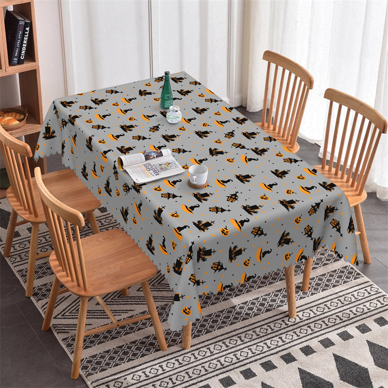 Lofaris Pumpkin And Castle Pattern Halloween Tablecloth