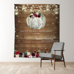 Lofaris Pumpkin And Roses Fall In Love Wooden Wedding Backdrop