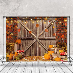 Lofaris Pumpkin Apple Barn Door Autumn Harvest Photo Backdrop