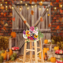 Lofaris Pumpkin Apple Barn Door Autumn Harvest Photo Backdrop