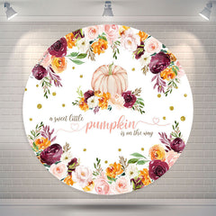 Lofaris Pumpkin Blooming Flowers Circle Baby Shower Backdrop