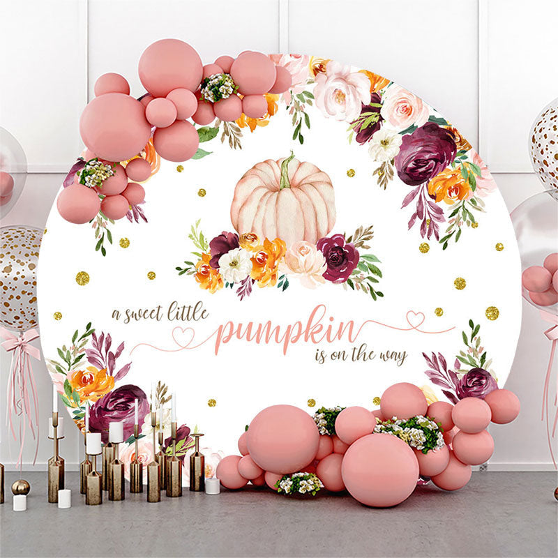 Lofaris Pumpkin Blooming Flowers Circle Baby Shower Backdrop