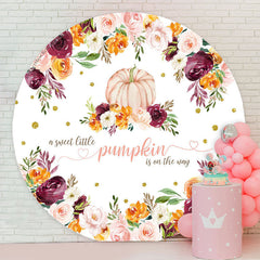 Lofaris Pumpkin Blooming Flowers Circle Baby Shower Backdrop