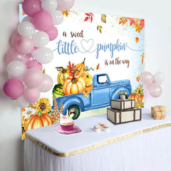 Lofaris Pumpkin Blue Truck Baby Shower Party Backdrop