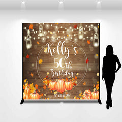 Lofaris Pumpkin Bokeh Wooden Autumn Custom Birthday Backdrop