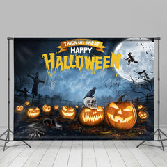 Lofaris Pumpkin Farm Witch Moon Night Happy Halloween Backdrop