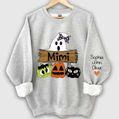 Lofaris Pumpkin Ghost Halloween Mimi,Grandma And Grandkids Sweatshirt