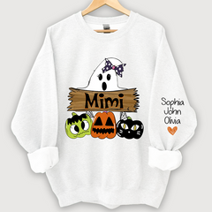 Lofaris Pumpkin Ghost Halloween Mimi,Grandma And Grandkids Sweatshirt