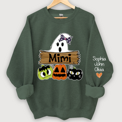 Lofaris Pumpkin Ghost Halloween Mimi,Grandma And Grandkids Sweatshirt