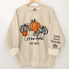 Lofaris Pumpkin Grandma Est Year And Kids Custom Sweatshirt