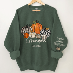 Lofaris Pumpkin Grandma Est Year And Kids Custom Sweatshirt