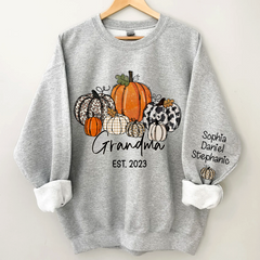 Lofaris Pumpkin Grandma Est Year And Kids Custom Sweatshirt