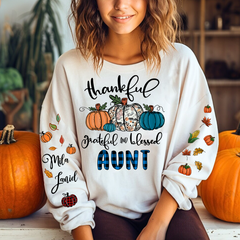 Lofaris Pumpkin Grateful Blessed Grandma Custom Sweatshirt