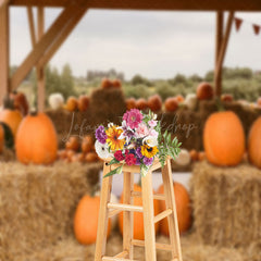 Lofaris Pumpkin Haystack Outdoor Harvest Autumn Backdrop