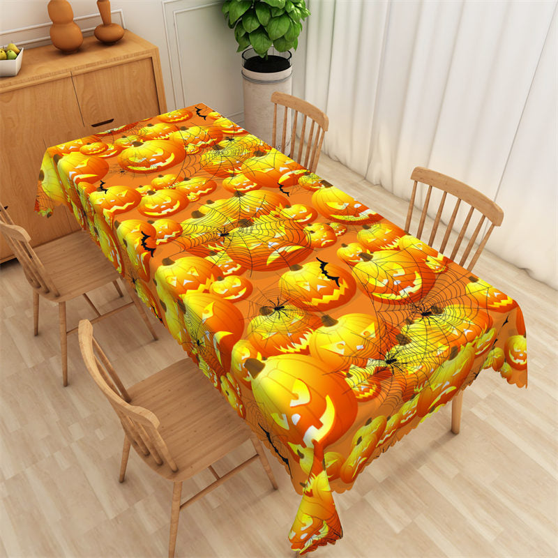 Lofaris Pumpkin Lantern Bat Spider Web Halloween Tablecloth