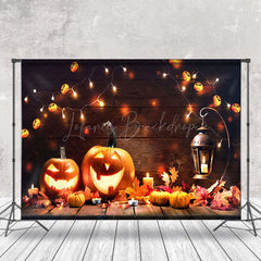 Lofaris Pumpkin Lantern Wooden Wall LED Light Halloween Backdrop